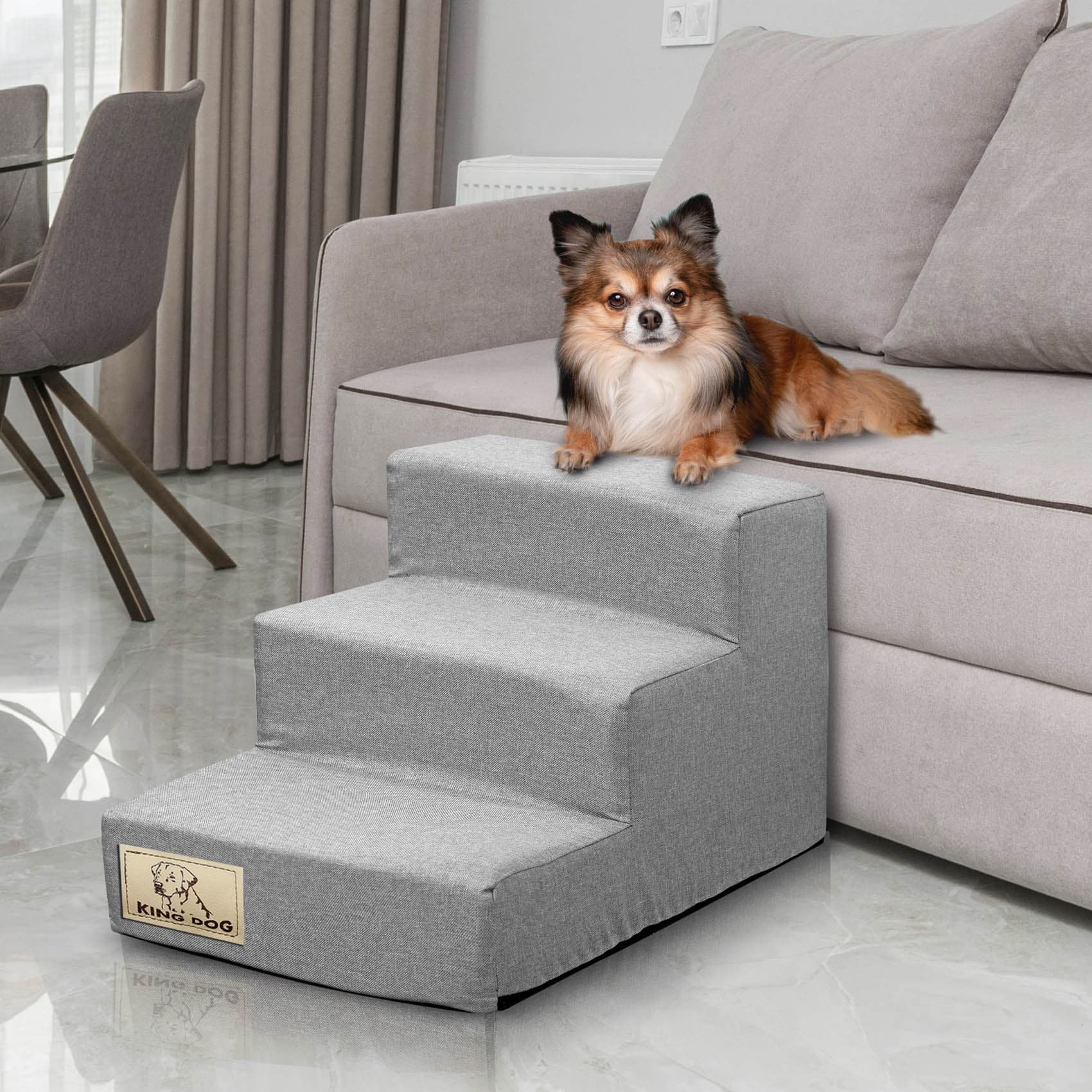 Schodki dla psa lub kota 3 stopniowe ROZBIERALNE antyslip Szare