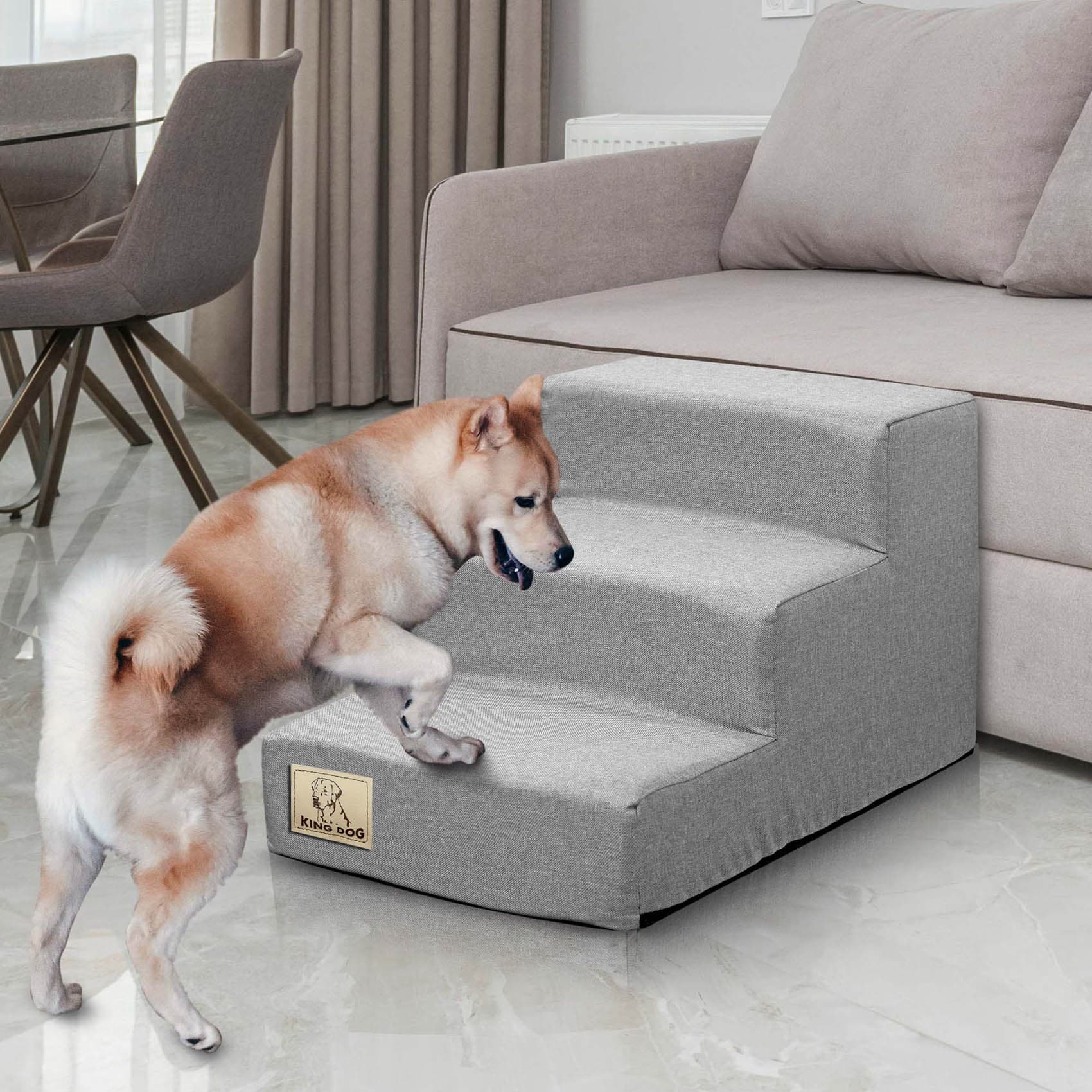 Schodki dla psa lub kota 3 stopniowe ROZBIERALNE antyslip Szare