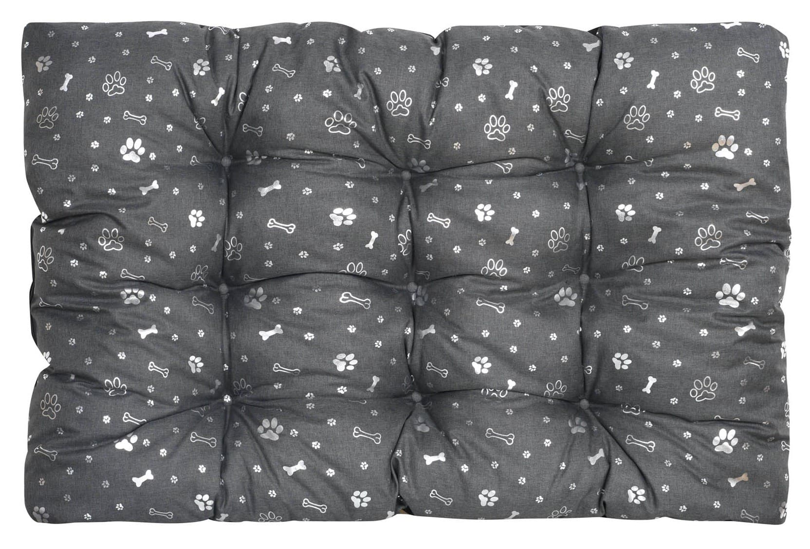 Legowisko dla psa PODUSZKA 80x60 cm Wodoodporna Kości Srebrne